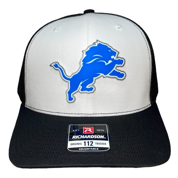 Detroit Lions 3D Patch Snapback Trucker Hat- White/ Black - Picture 1 of 4